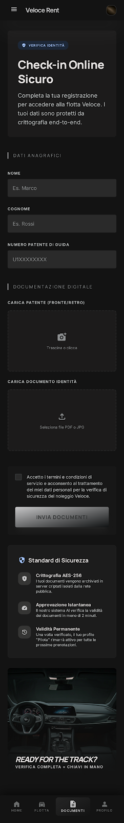 Schermata 5 — esempio app autonoleggio
