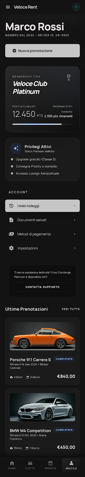 Schermata 8 — esempio app autonoleggio