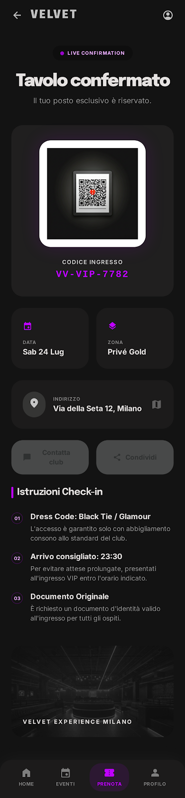 Schermata 7 — esempio app discoteca
