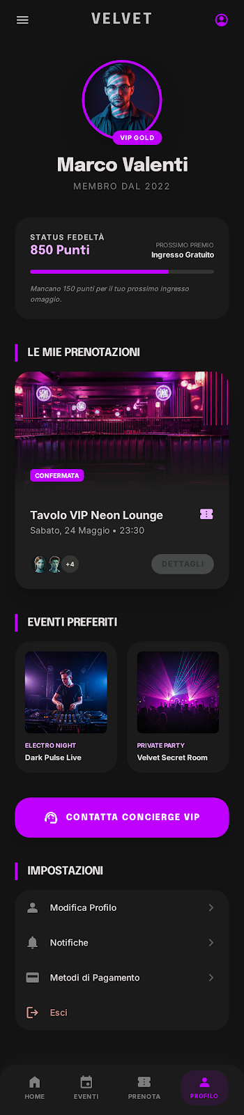 Schermata 8 — esempio app discoteca
