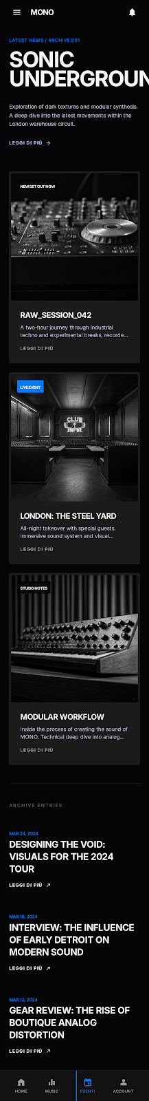 News e aggiornamenti — esempio app DJ