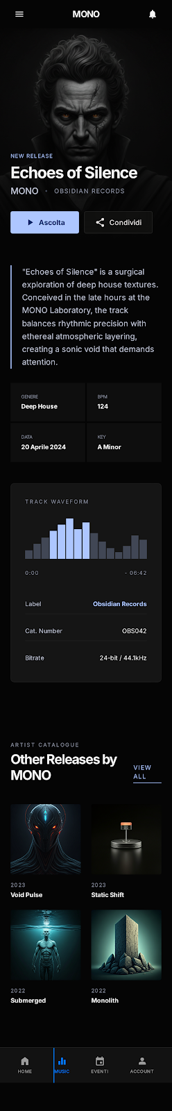 Dettaglio release — esempio app DJ