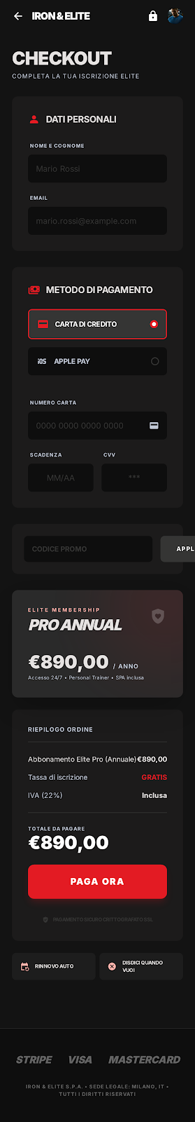 Schermata 6 — esempio app palestra