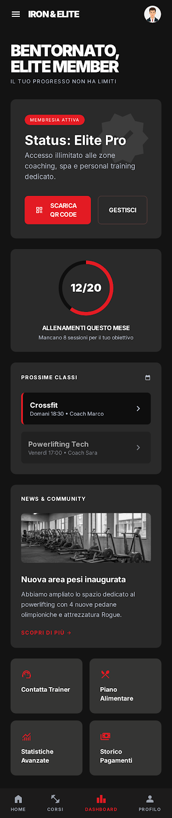 Schermata 7 — esempio app palestra