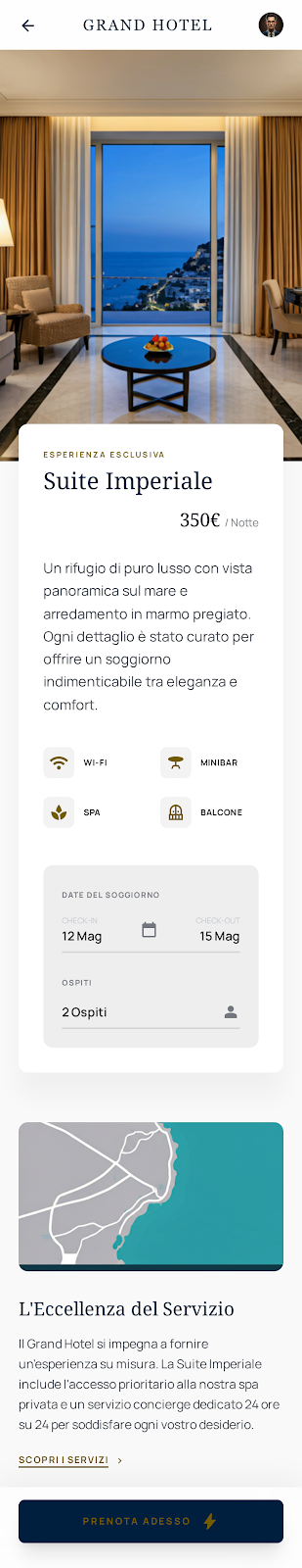 Dettaglio suite — esempio app Grand Hotel