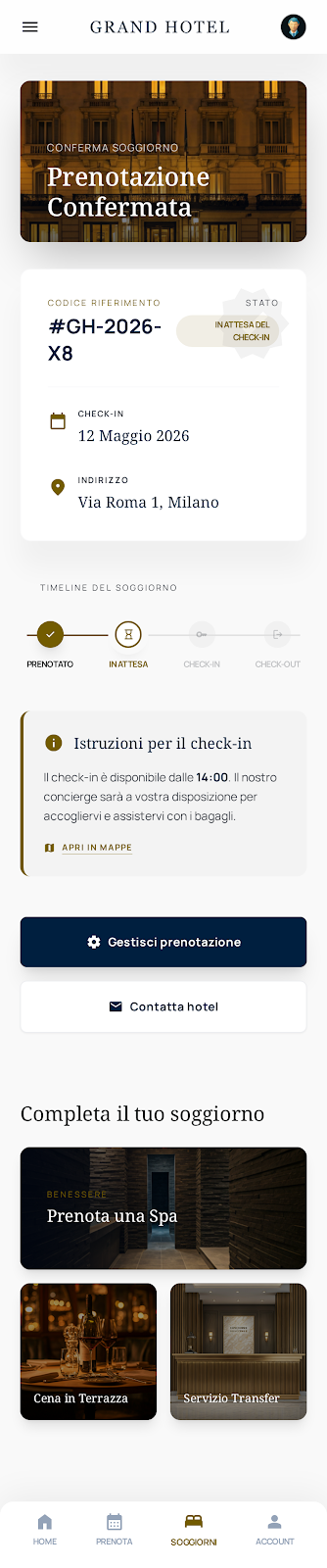 Conferma prenotazione — esempio app Grand Hotel