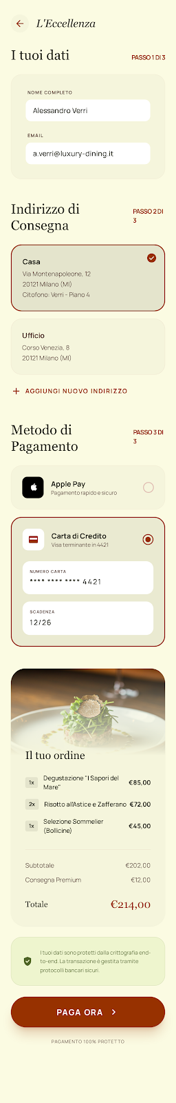 Schermata 6 — esempio app ristorante L’Eccellenza