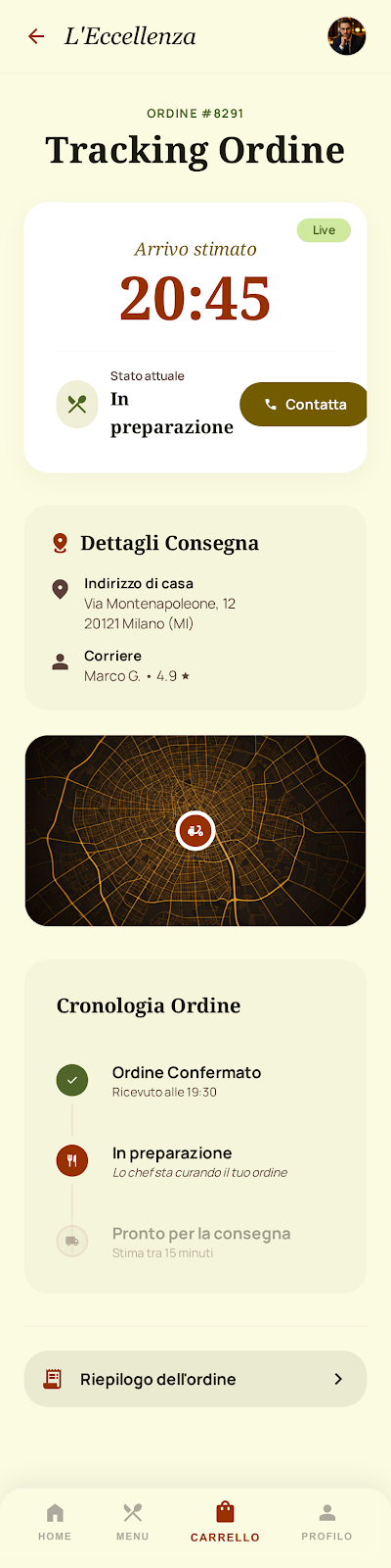 Schermata 8 — esempio app ristorante L’Eccellenza