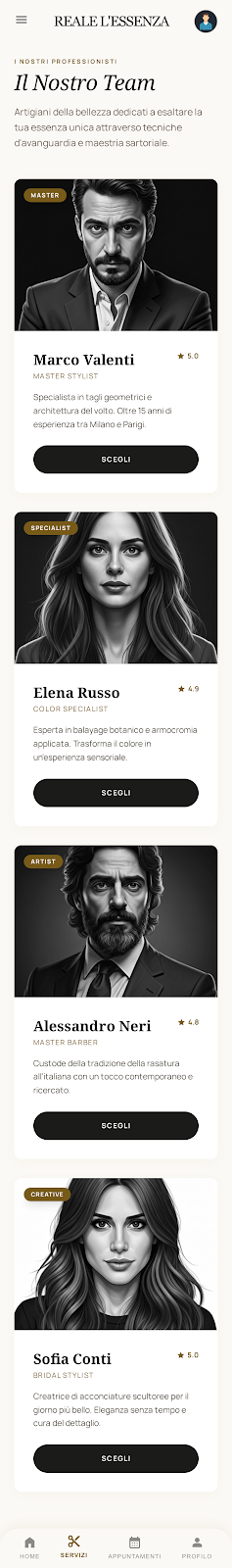 Schermata 4 — esempio app salone