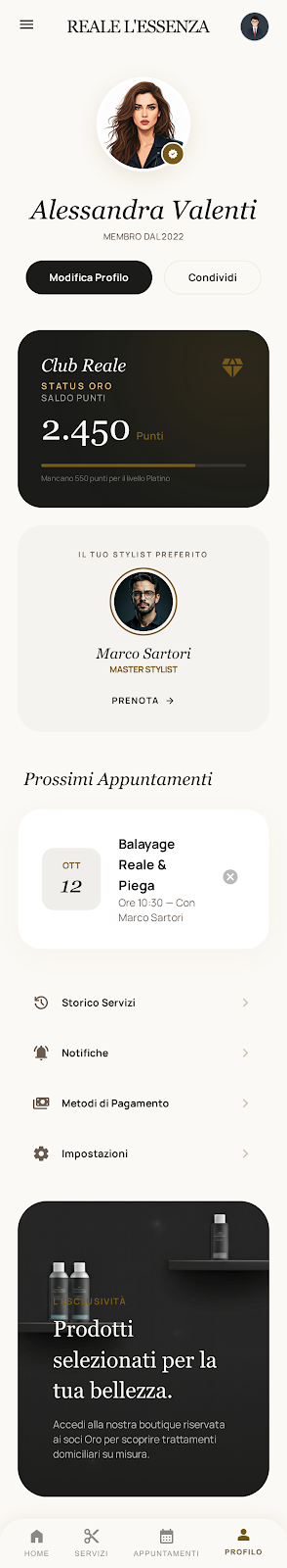 Schermata 8 — esempio app salone