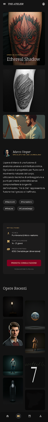 Schermata 5 — esempio app tattoo studio