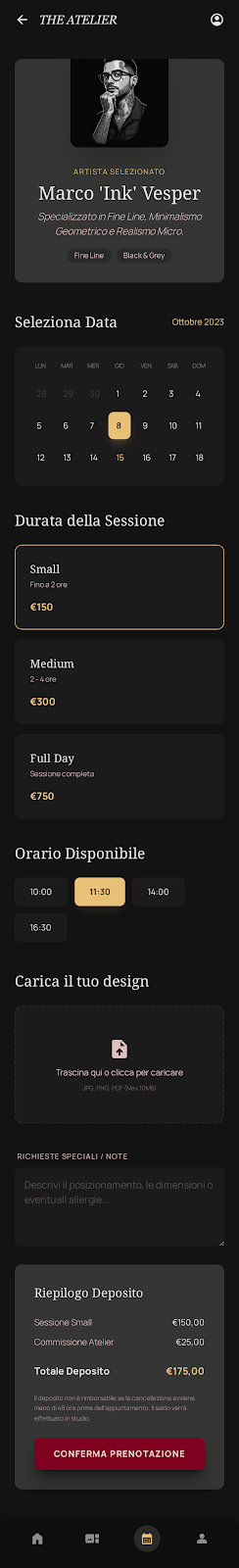 Schermata 6 — esempio app tattoo studio
