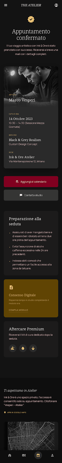 Schermata 7 — esempio app tattoo studio